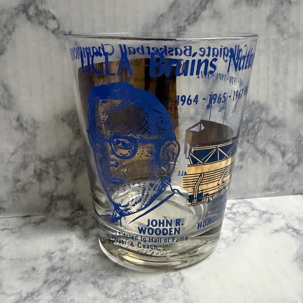 UCLA 1972 Basketball Championship Cup Glass John Wooden